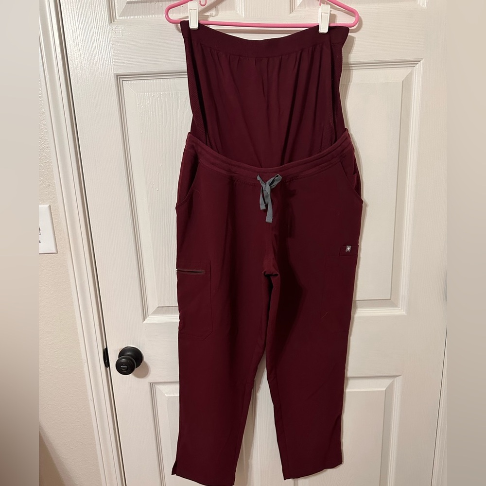 Figs Maroon Maternity Scrub Pants Large Petite